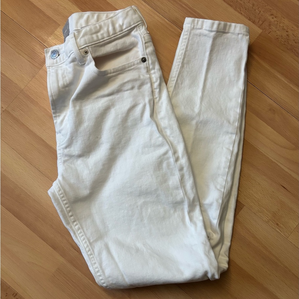 Everlane The High Rise Skinny Jean Womens Sz 29 TALL White Denim Stretch Classic